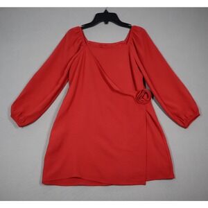 Aqua Girls' Rosette Faux Wrap Dress, Big Girls - Red - Size M (9/10)